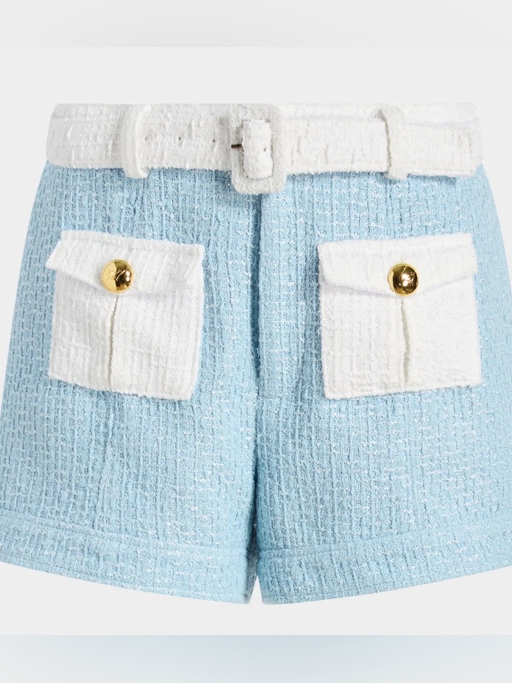 Cinq a Sept Nissy belted tweed sky blue shorts New with tags